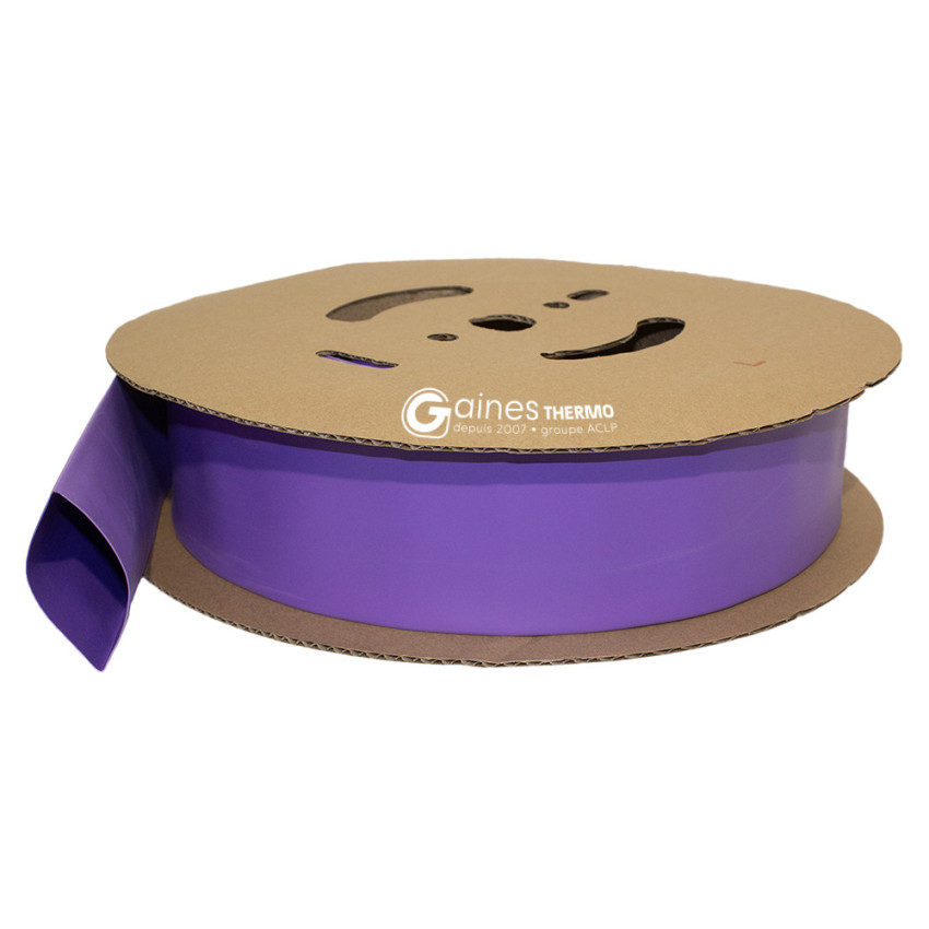 Bobine de gaine thermorétractable aplatie violette ratio 2:1 tenue 125°C