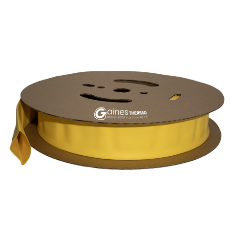 Reel of the heat shrinkable tubing yellow flattened ratio 2-1 held 135° C
