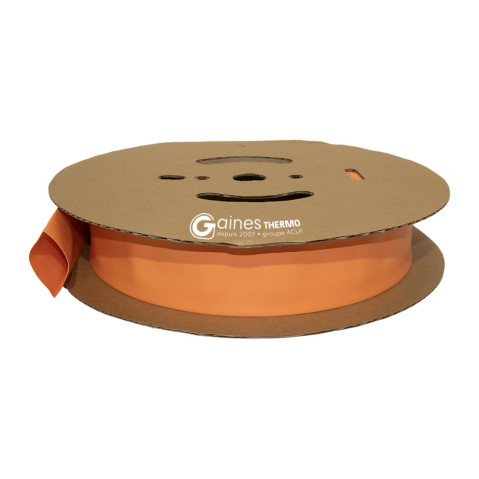 Bobine de gaine thermorétractable aplatie orange ratio 2:1 tenue 125°C
