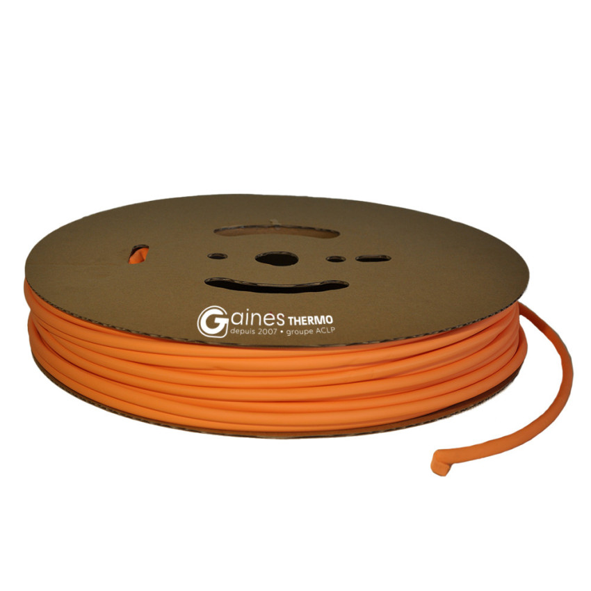 Reel of the heat shrinkable tubing round orange ratio 2:1 held 125° C