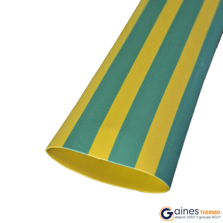Sleeve heat shrinkable tubing round green-yellow ratio 2:1 held 135° C
