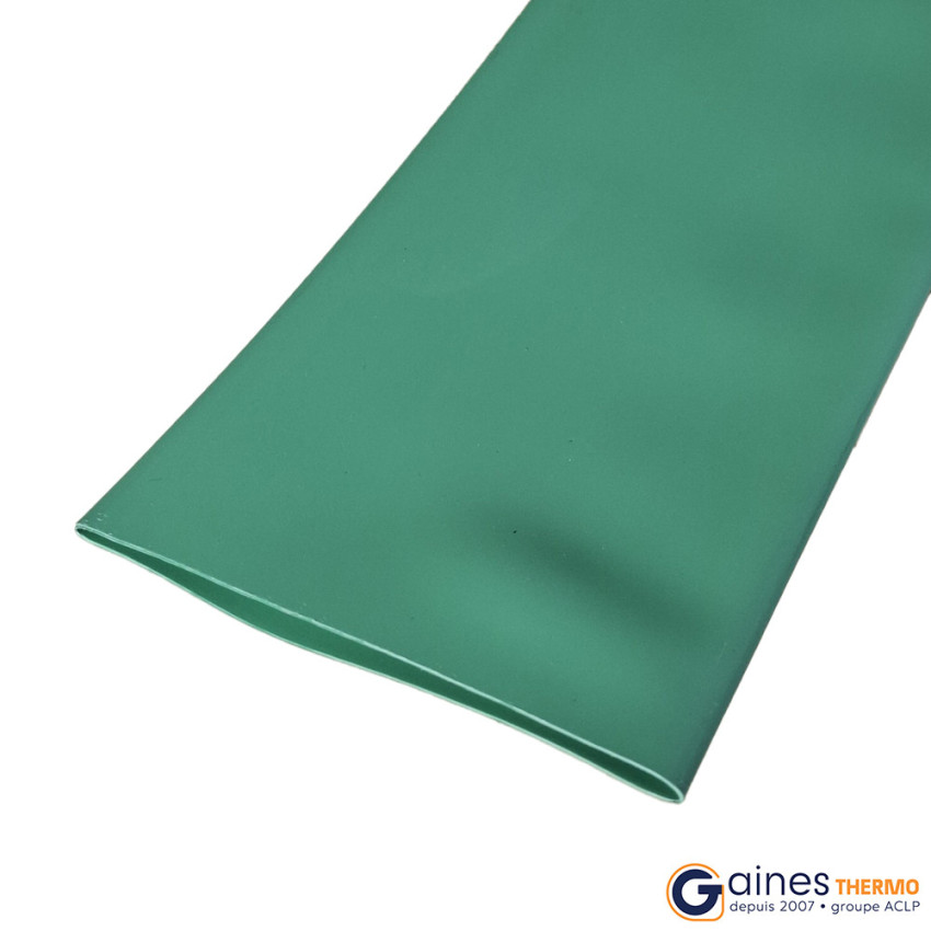Sleeve heat shrinkable tubing green flattened ratio 2:1 held 125° C