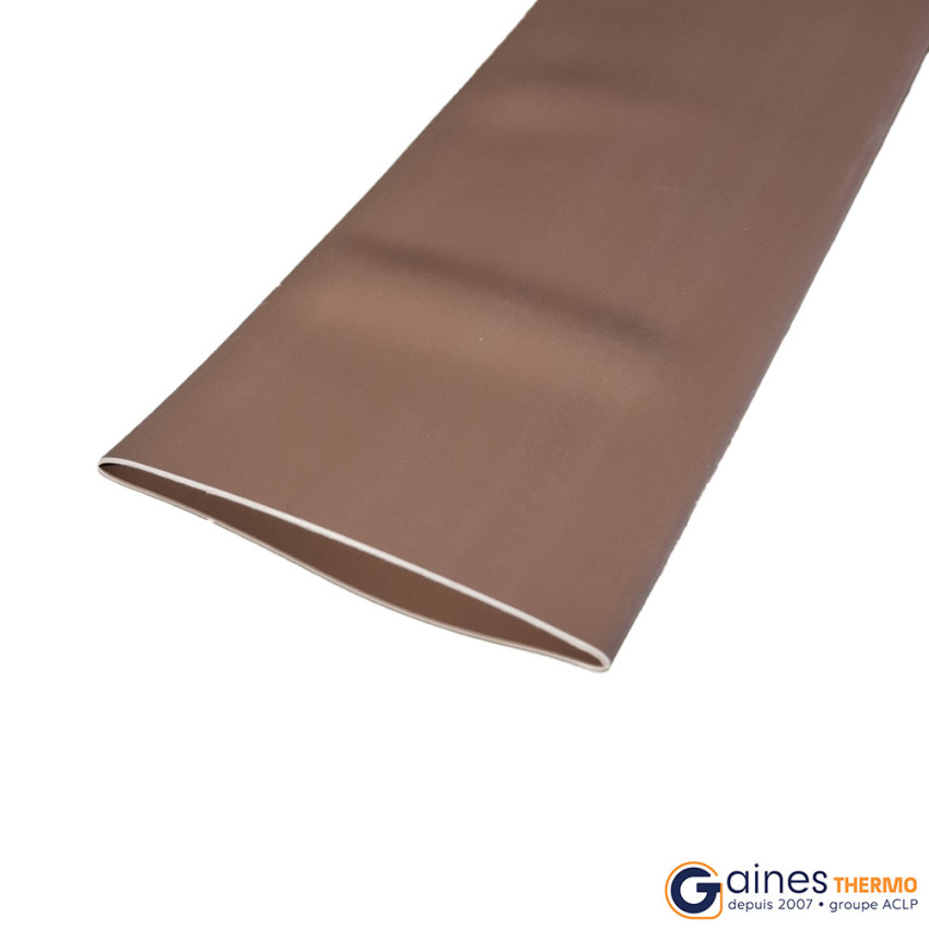 Manchon de gaine thermorétractable aplatie marron ratio 2:1 tenue 125°C