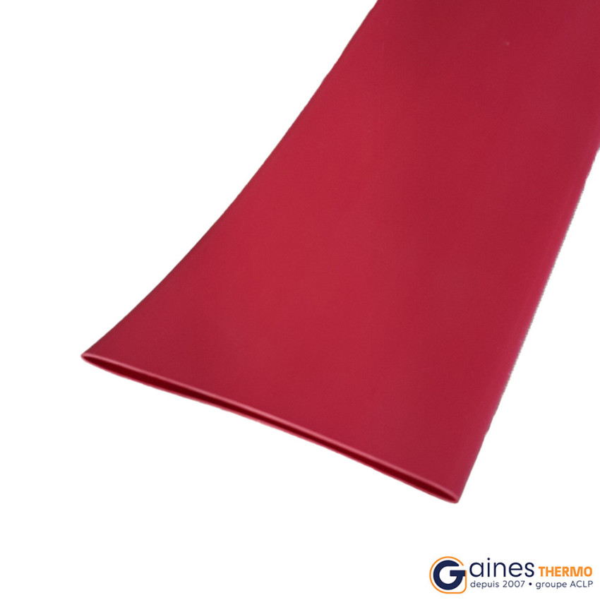 Manchon de gaine thermorétractable aplatie rouge ratio 2:1 tenue 125°C