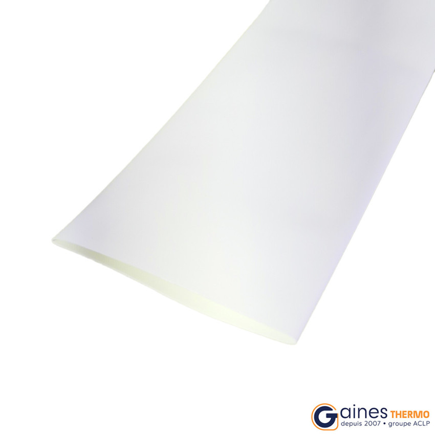 Manchon de gaine thermorétractable aplatie blanche ratio 2:1 tenue 125°C