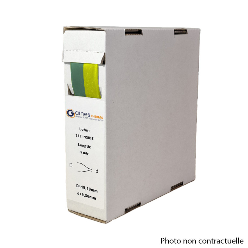Boite distributrice de gaine thermorétractable à paroi fine vert-jaune rétreint 3:1 tenue à 135°C