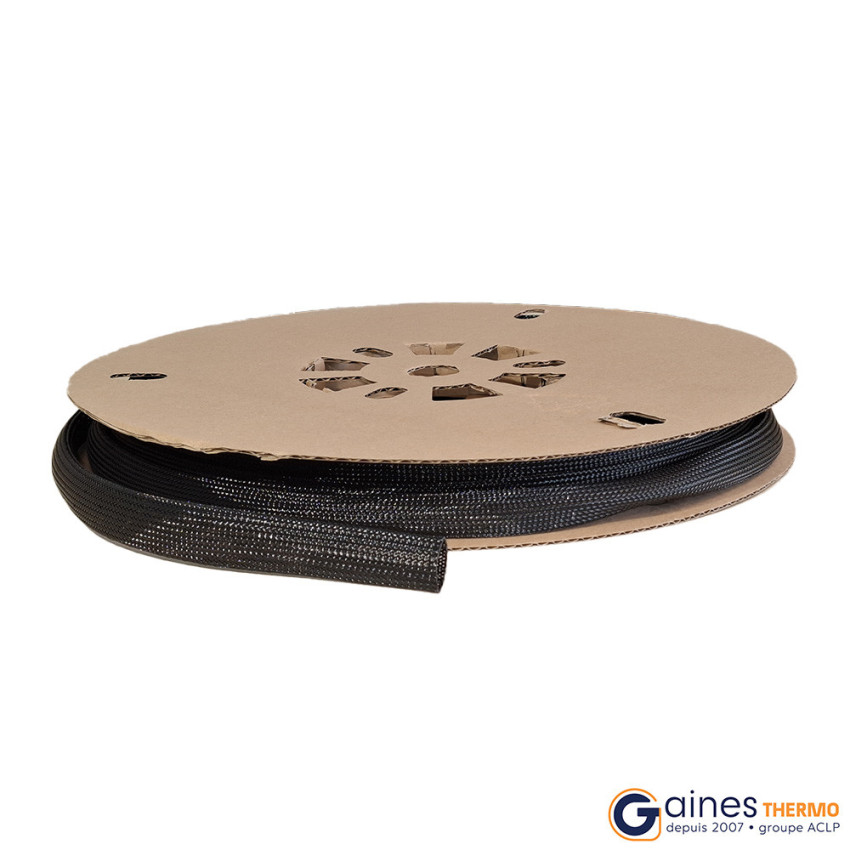 Stretch braided tubing extendable diameter from 3 to 72 mm on cardboard turret.