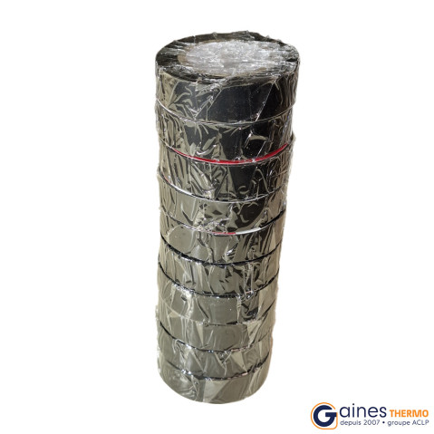 Ruban adhésif PVC Noir largeur 15 mm longueur 10 m. lot de 10