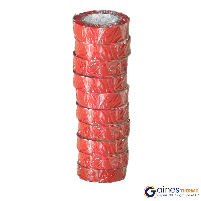 Ruban adhésif PVC rouge largeur 15 mm longueur 10 m