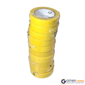 Ruban adhésif PVC jaune largeur 15 mm longueur 10 m