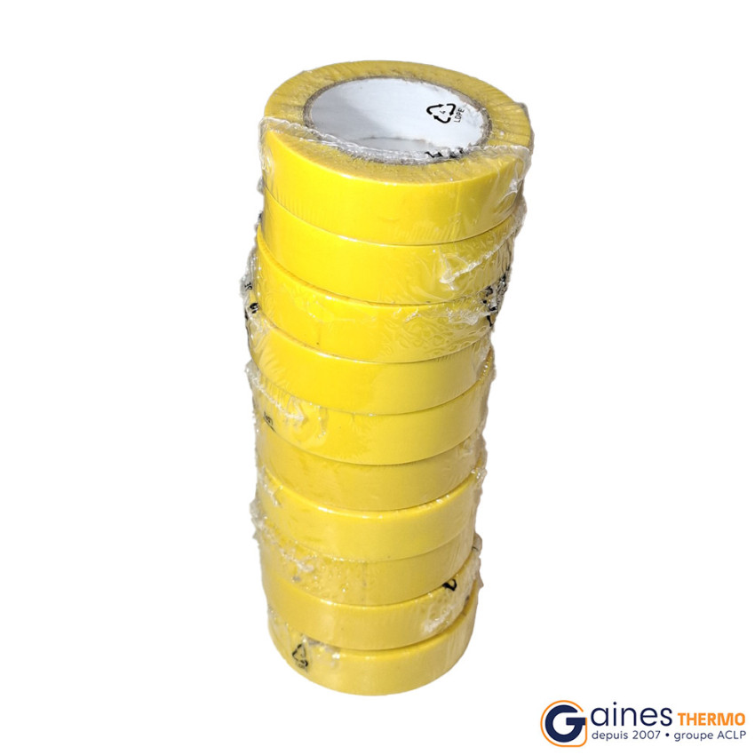 Ruban adhésif PVC jaune largeur 15 mm longueur 10 m