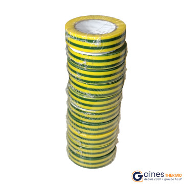 Ruban adhésif PVC vert/jaune largeur 15 mm longueur 10 m