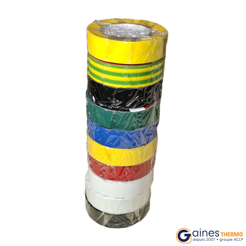 Pvc tapes colour mix width 15 mm length 10 m. batch of 10