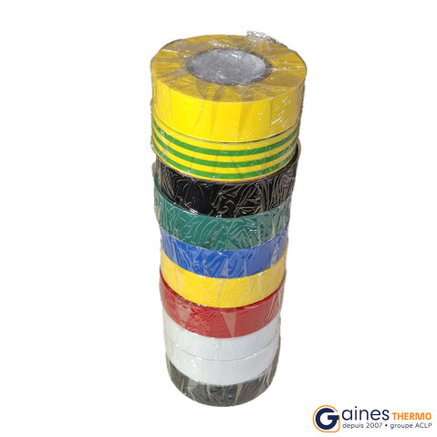 Pvc tapes colour mix width 19 mm length 10 m. batch of 10