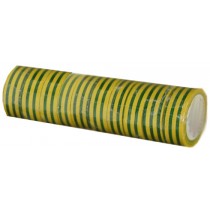 Ruban adhésif PVC vert/jaune larg 15 mm long 10 m, lot de 10 rlx